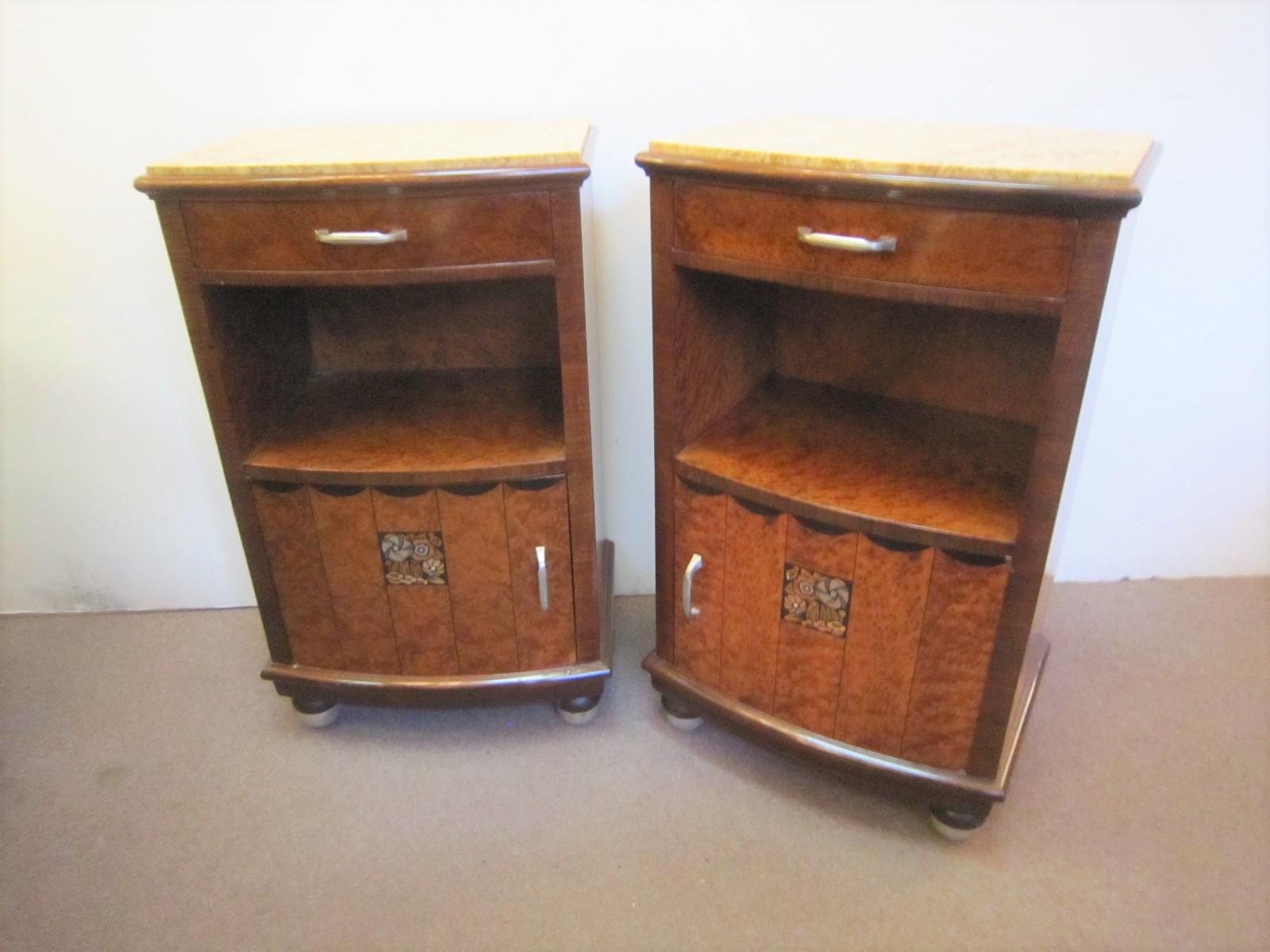 Pair of French Art Deco Thuya Wood Night/ Side Tables, Maurice Dufrène 6