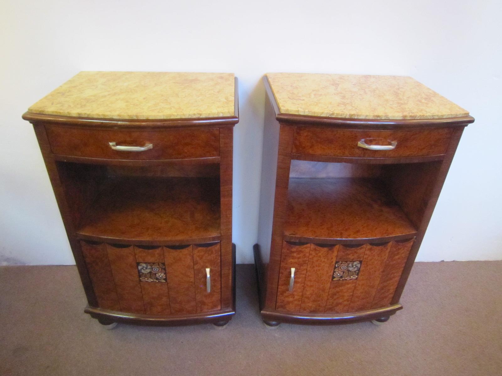 Pair of French Art Deco Thuya Wood Night/ Side Tables, Maurice Dufrène In Good Condition In New York City, NY