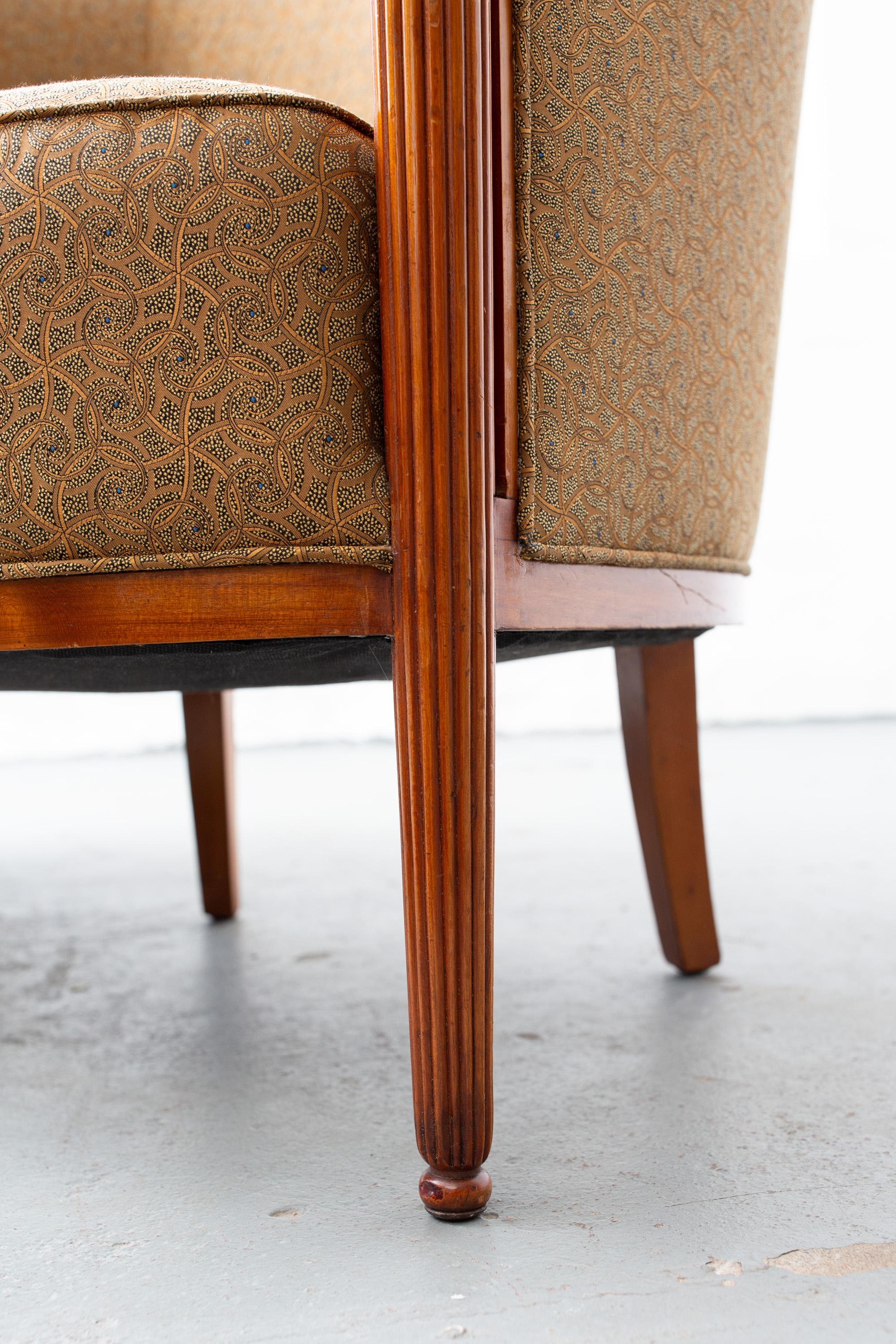 Early 20th Century Pair of French Art Deco Tub Chairs