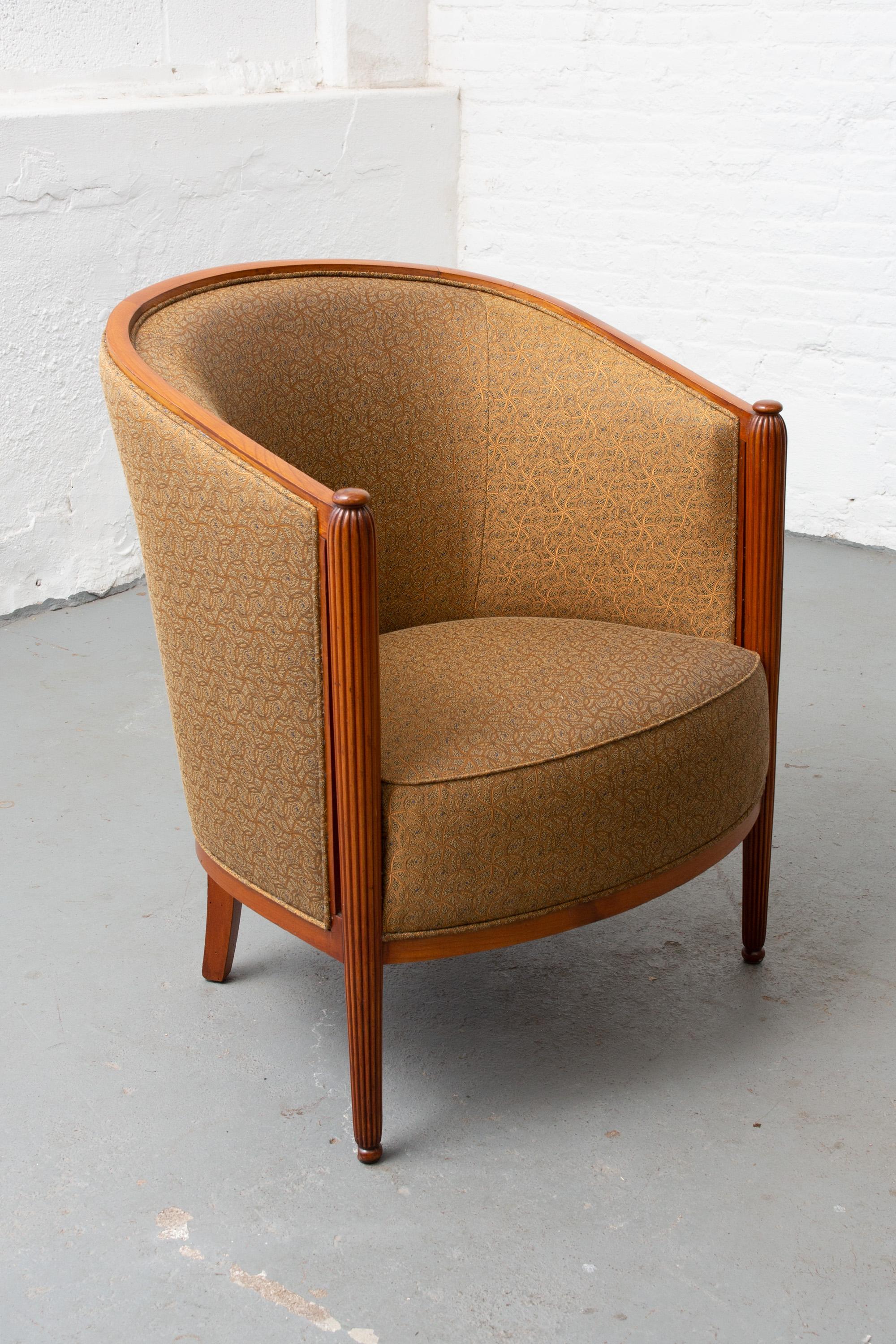 Wood Pair of French Art Deco Tub Chairs