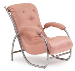 Pareja de Sillones Franceses Art Decó Tubulares Rosa