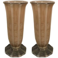 Pair of French Art Deco Vases by Hettier & Vincent