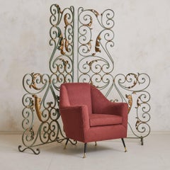 Pair of French Art Deco Verdigris Wrought Iron Screens or Room Dividers, 1940s