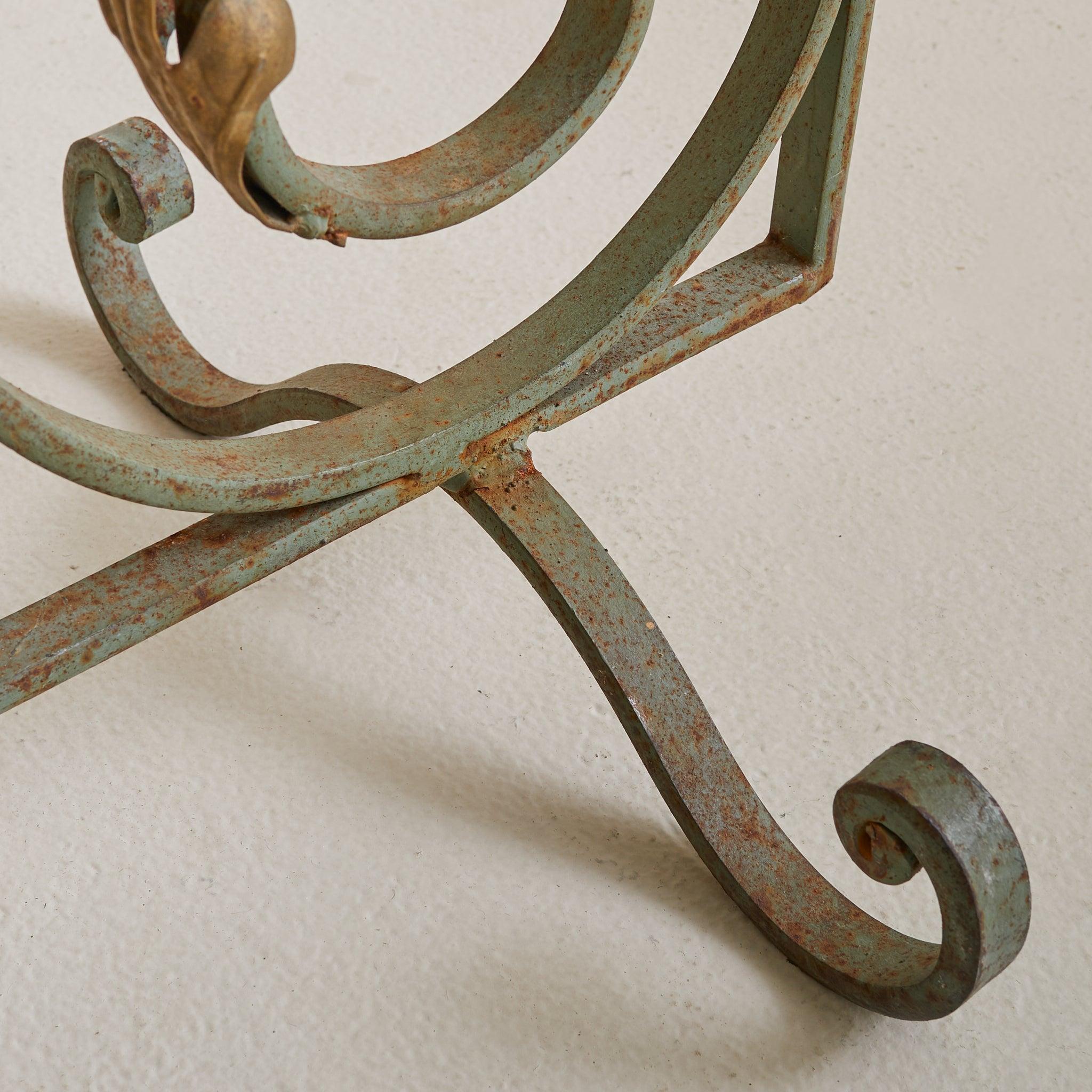 Pair of French Art Deco Verdigris Wrought Iron Screens or Room Dividers, 1940s For Sale 3