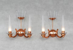 Pair of French Art Deco Wall Light Sconces by Petitot, C1930 FREE SHIPPING