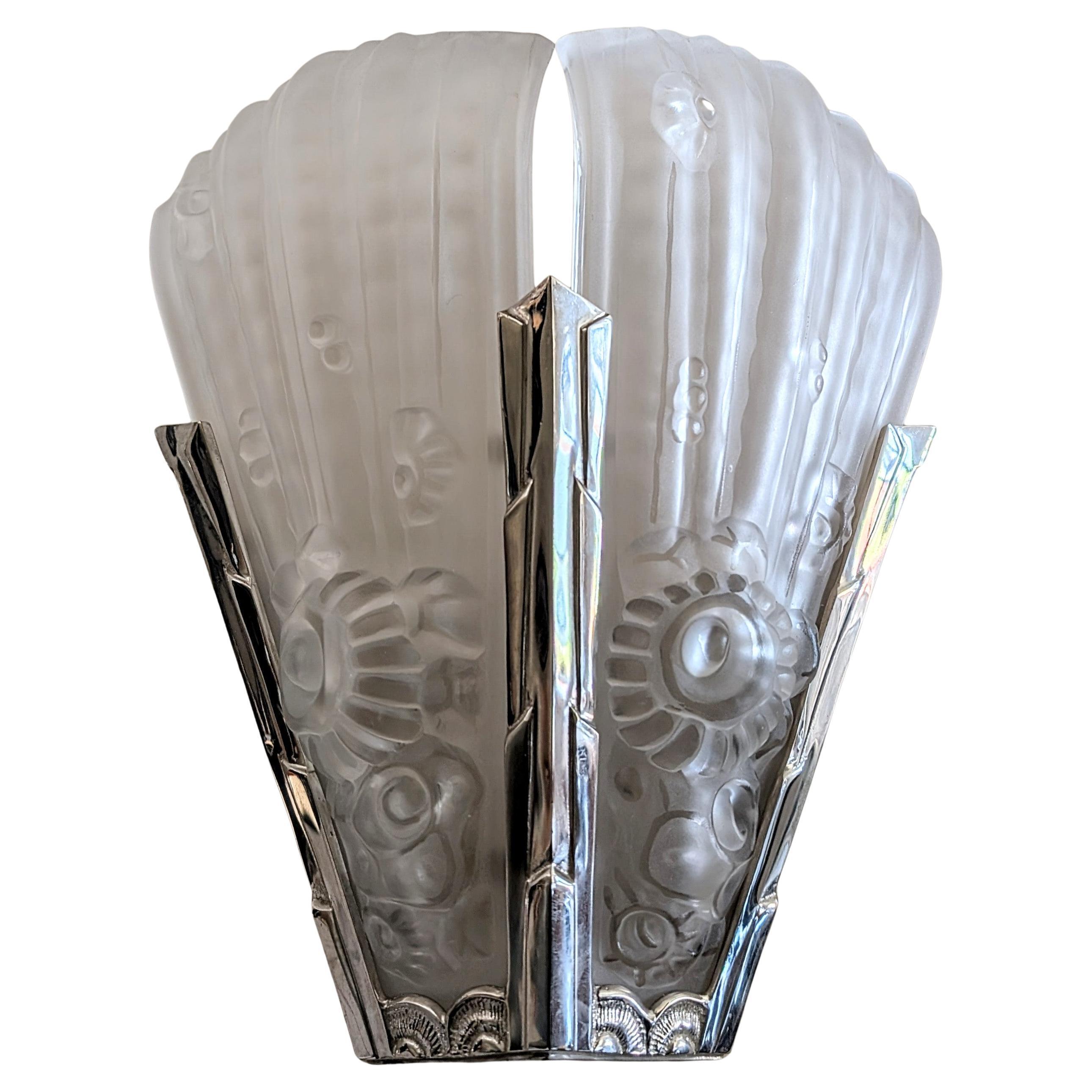 Pair of French Art Deco Wall Sconces by Genet and Michon