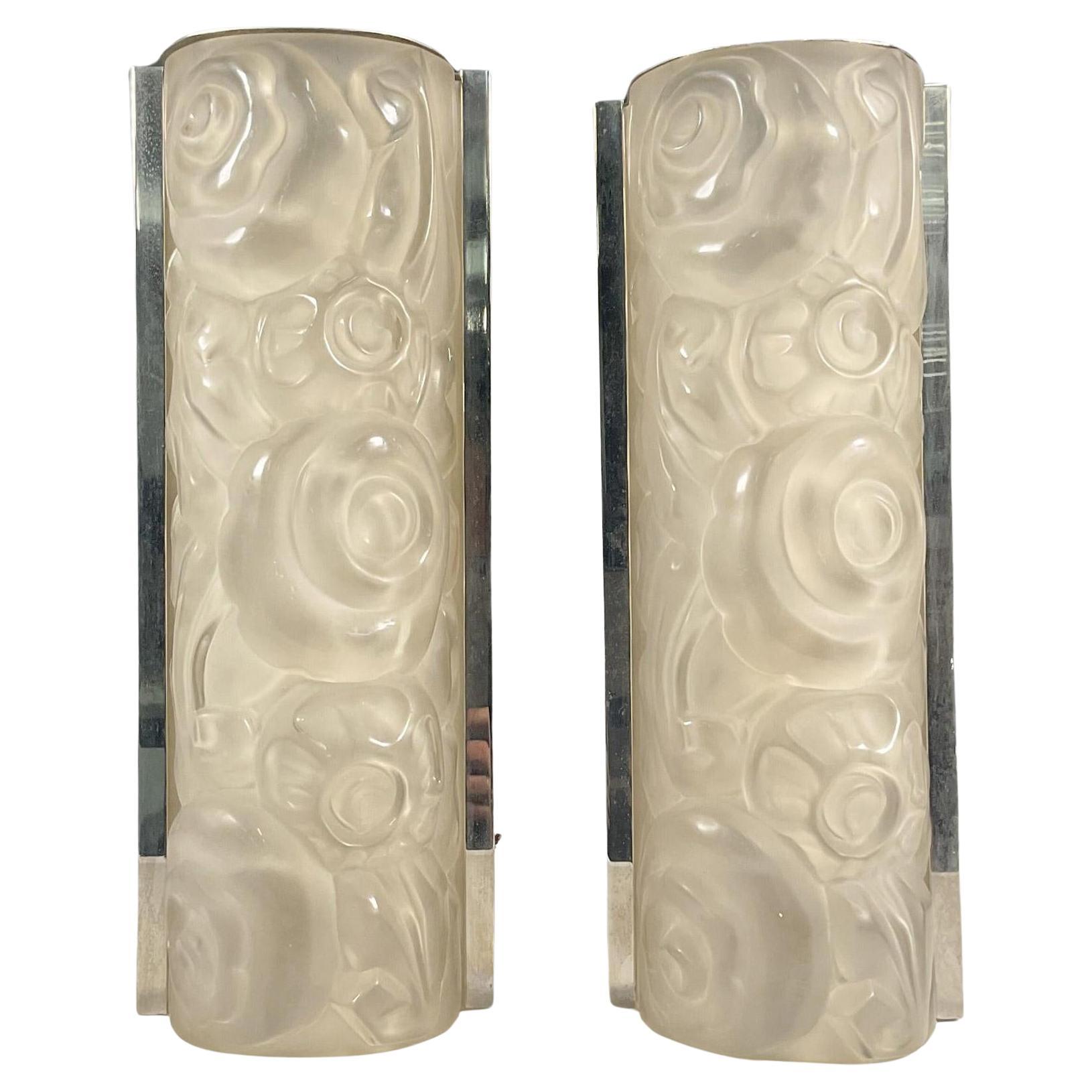 Pair of French Art Deco Wall Sconces by Genet and Michon (two pairs available) For Sale