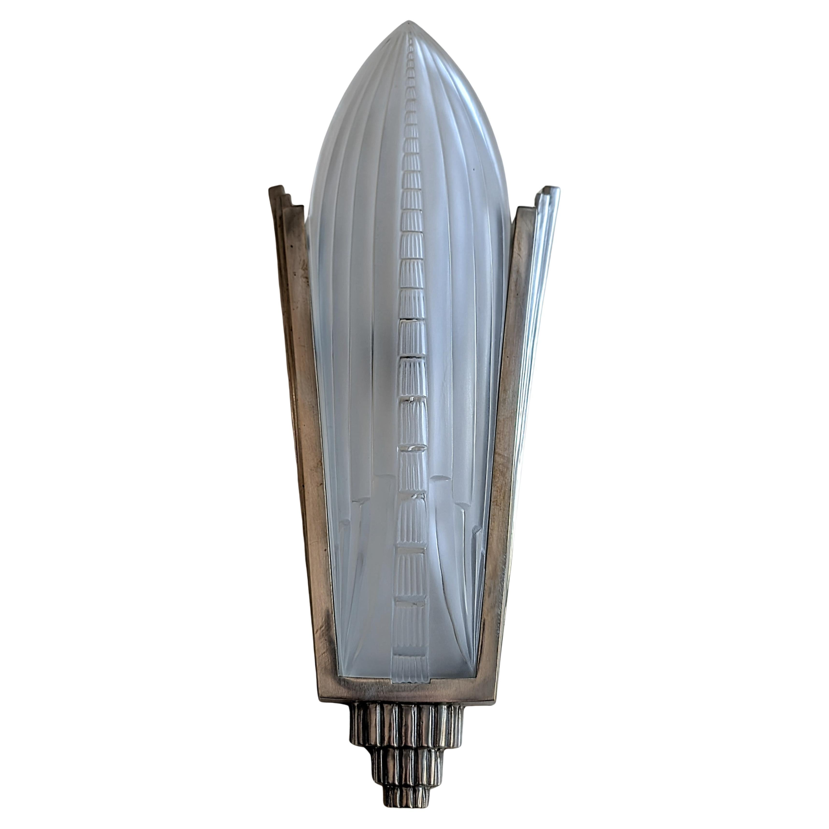 Pair of French Art Deco Wall Sconces by Genet and Michon (two pairs available) For Sale