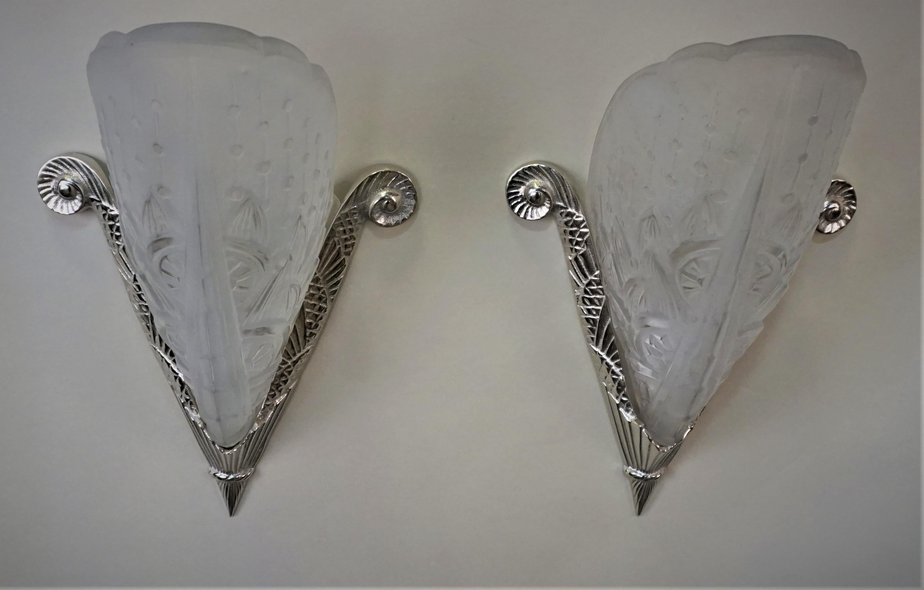 Pair of French Art Deco Wall Sconces by Lorraine Nancy 2