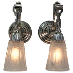Pair of French Art Deco Wall Sconces by Muller Freres