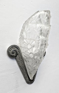 Pair of French Art Deco Wall Sconces Signed by Degue