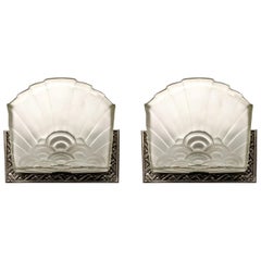 Pair of French Art Deco Wall Sconces Signed by Schneider