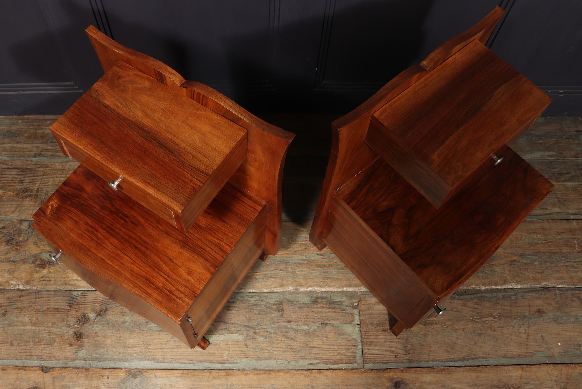Pair of French Art Deco Walnut Bedside Cabinets For Sale 7