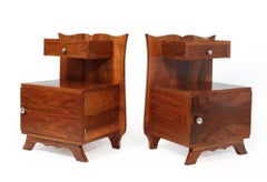 Pair of French Art Deco Walnut Bedside Cabinets