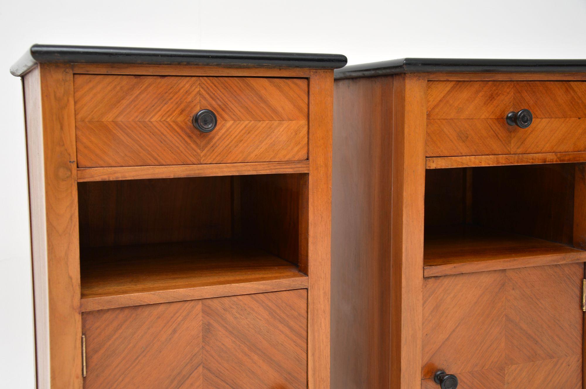 20th Century Pair of French Art Deco Walnut Bedside Cabinets