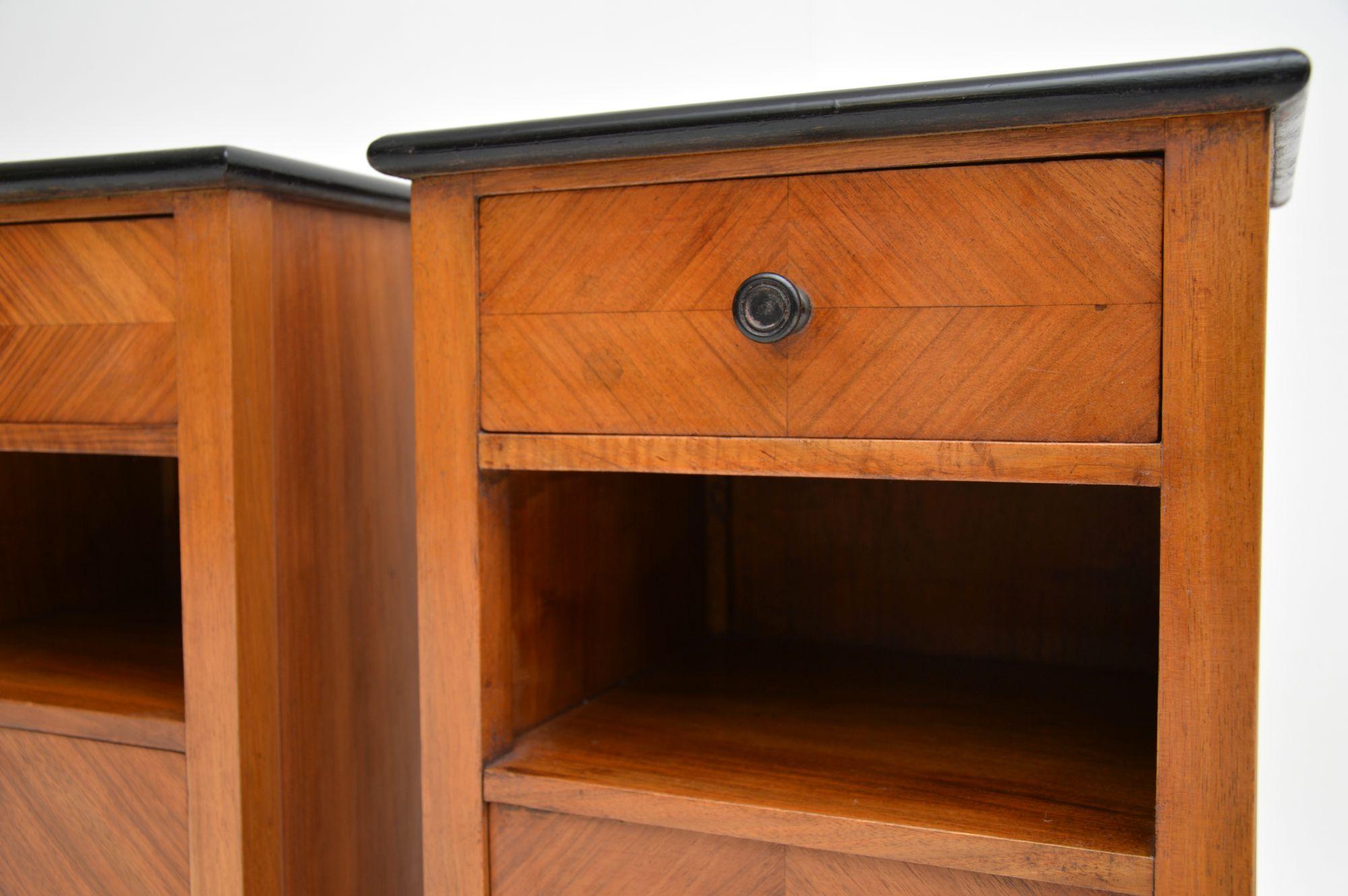 Pair of French Art Deco Walnut Bedside Cabinets 2