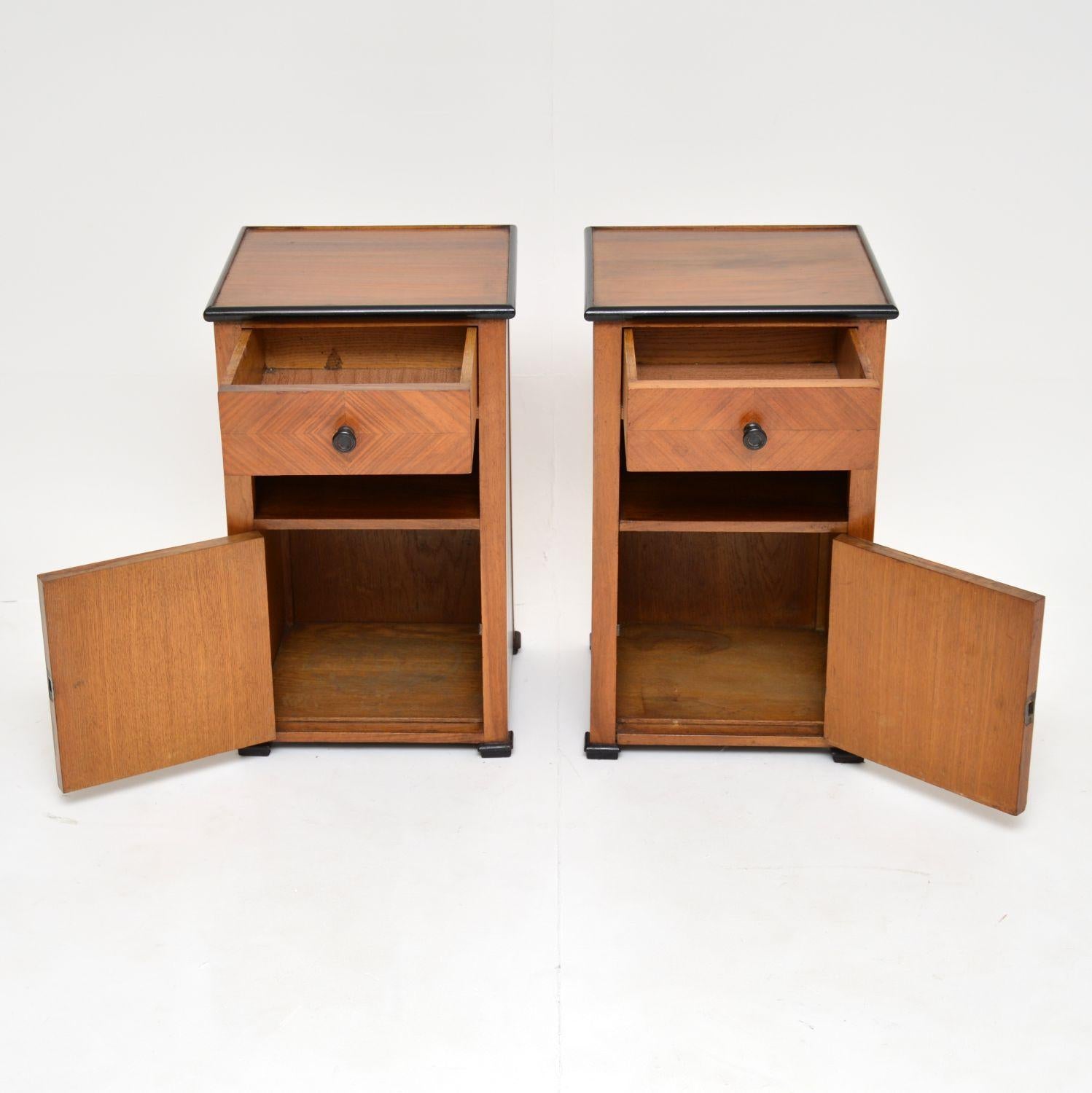 Pair of French Art Deco Walnut Bedside Cabinets 3