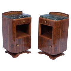 Pair of French Art Deco Walnut Bedside Cabinets