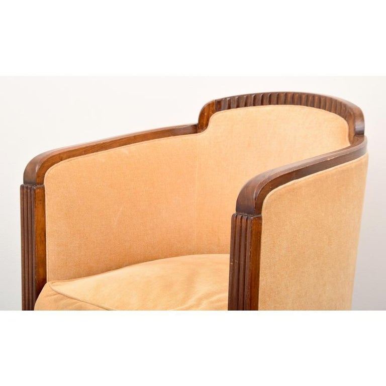 Pair of French Art Deco Walnut Tub Chairs For Sale at 1stDibs art