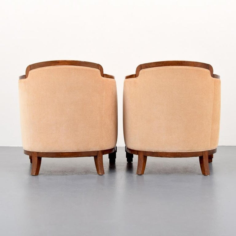 Pair of French Art Deco Walnut Tub Chairs For Sale at 1stDibs art