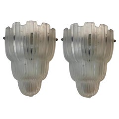 Paar französische Art-Déco-Wandleuchter „Wasserfall“ von Sabino, signiert, um 1930