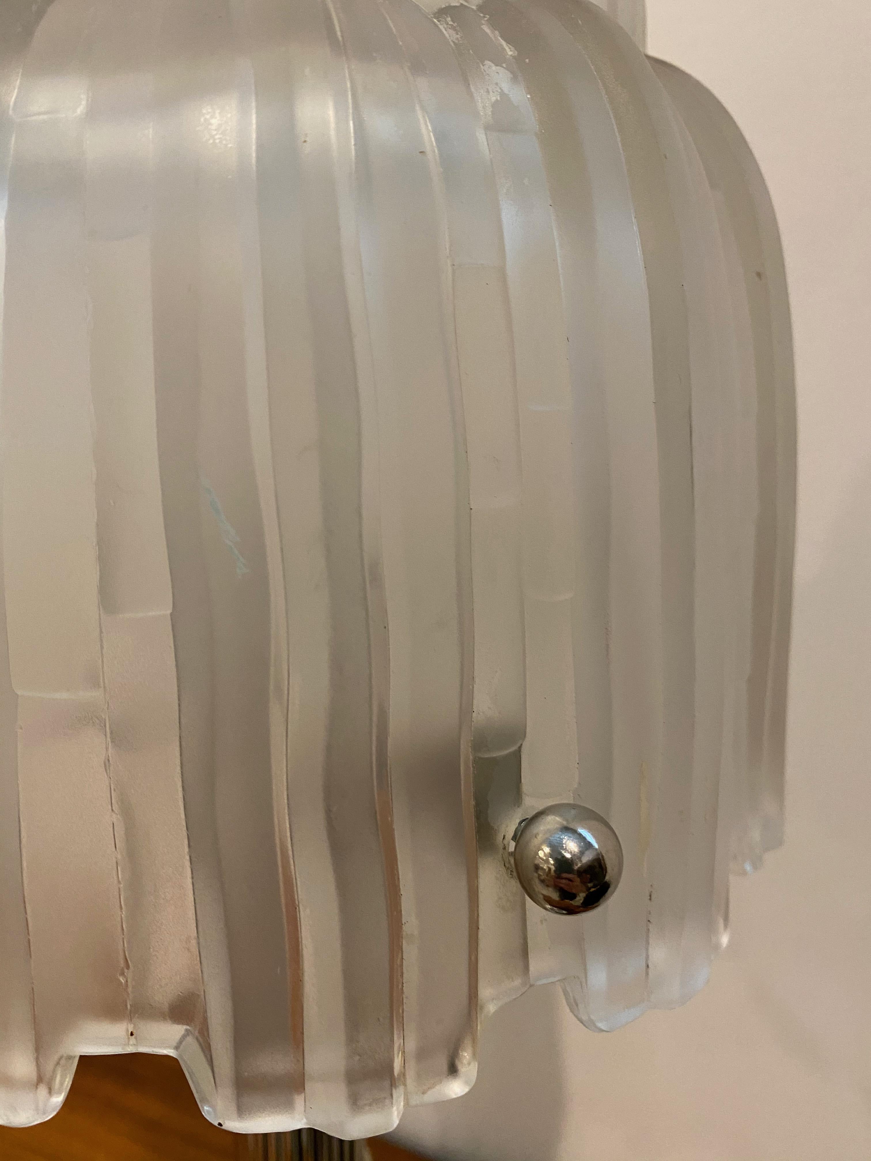 Verre Paire de lampes de table Art Déco « cascade » signées par Sabino en vente