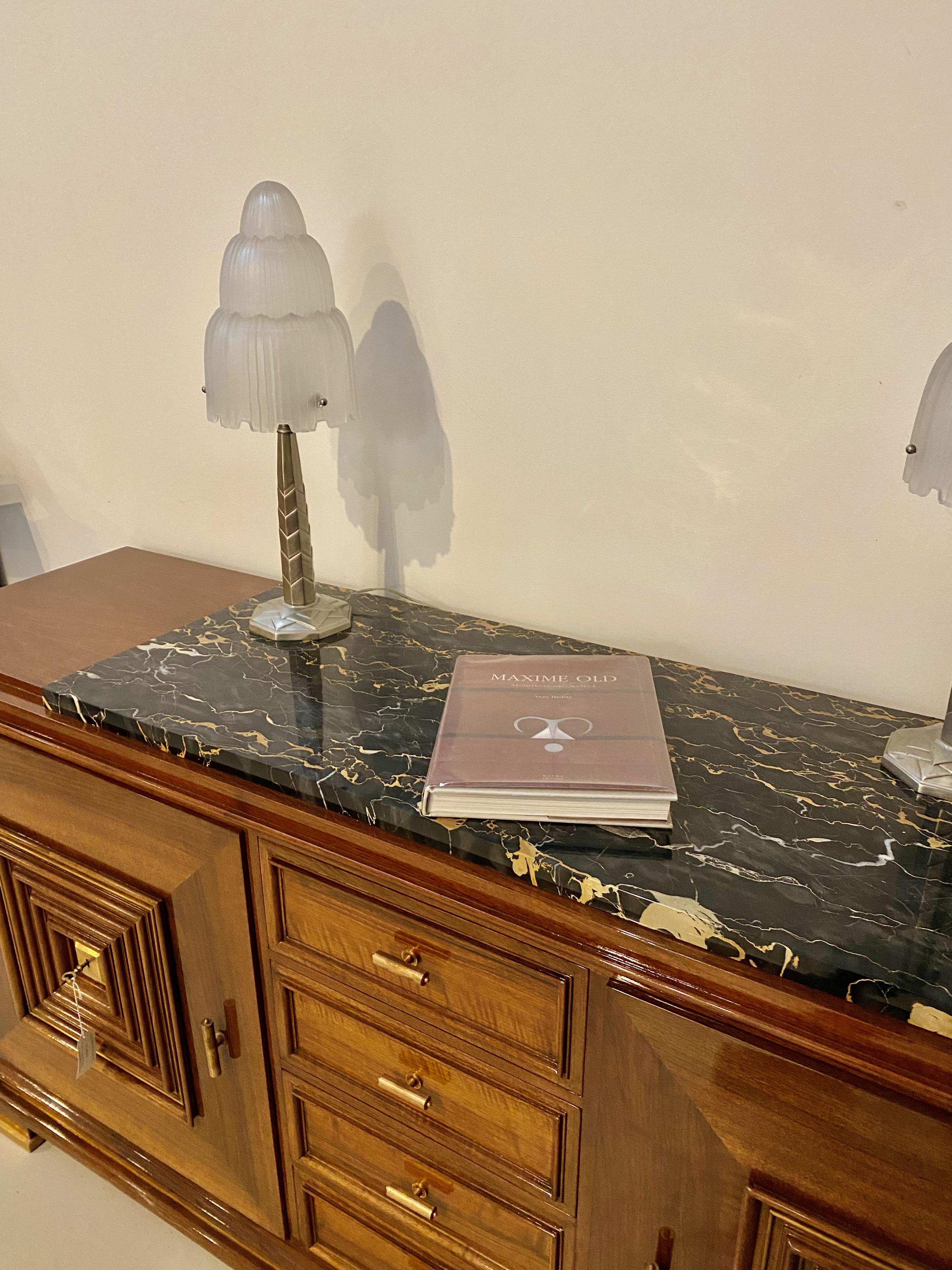 Verre Paire de lampes de table Art Déco « cascade » signées par Sabino en vente
