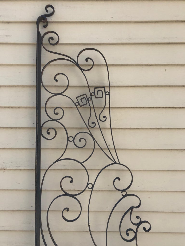 Pair of French Art Deco Wrought Iron Gates or Room Dividers For Sale at