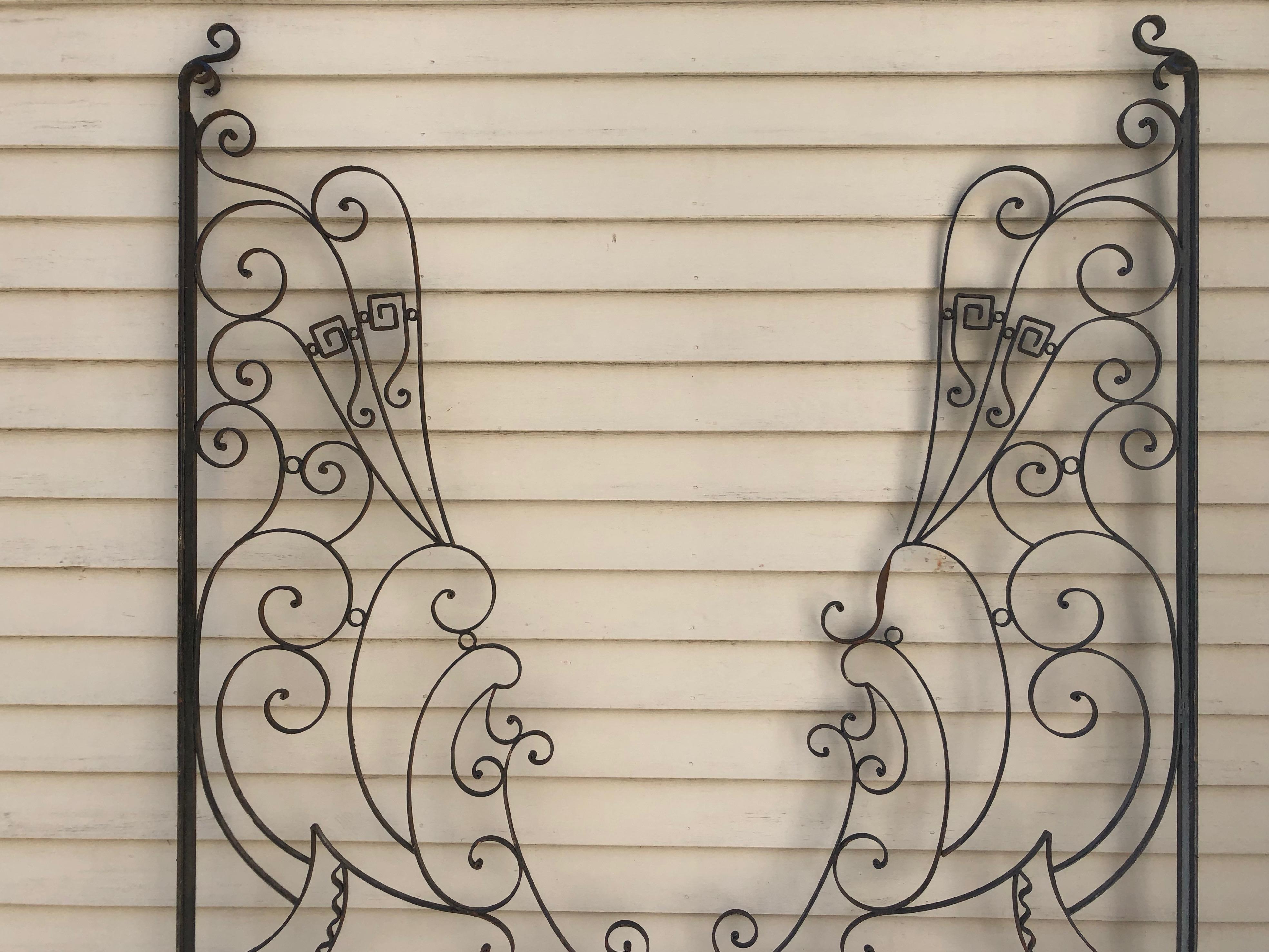 Pair of French Art Deco Wrought Iron Gates or Room Dividers For Sale 1