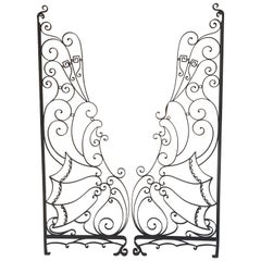 Used Pair of French Art Deco Wrought Iron Gates or Room Dividers