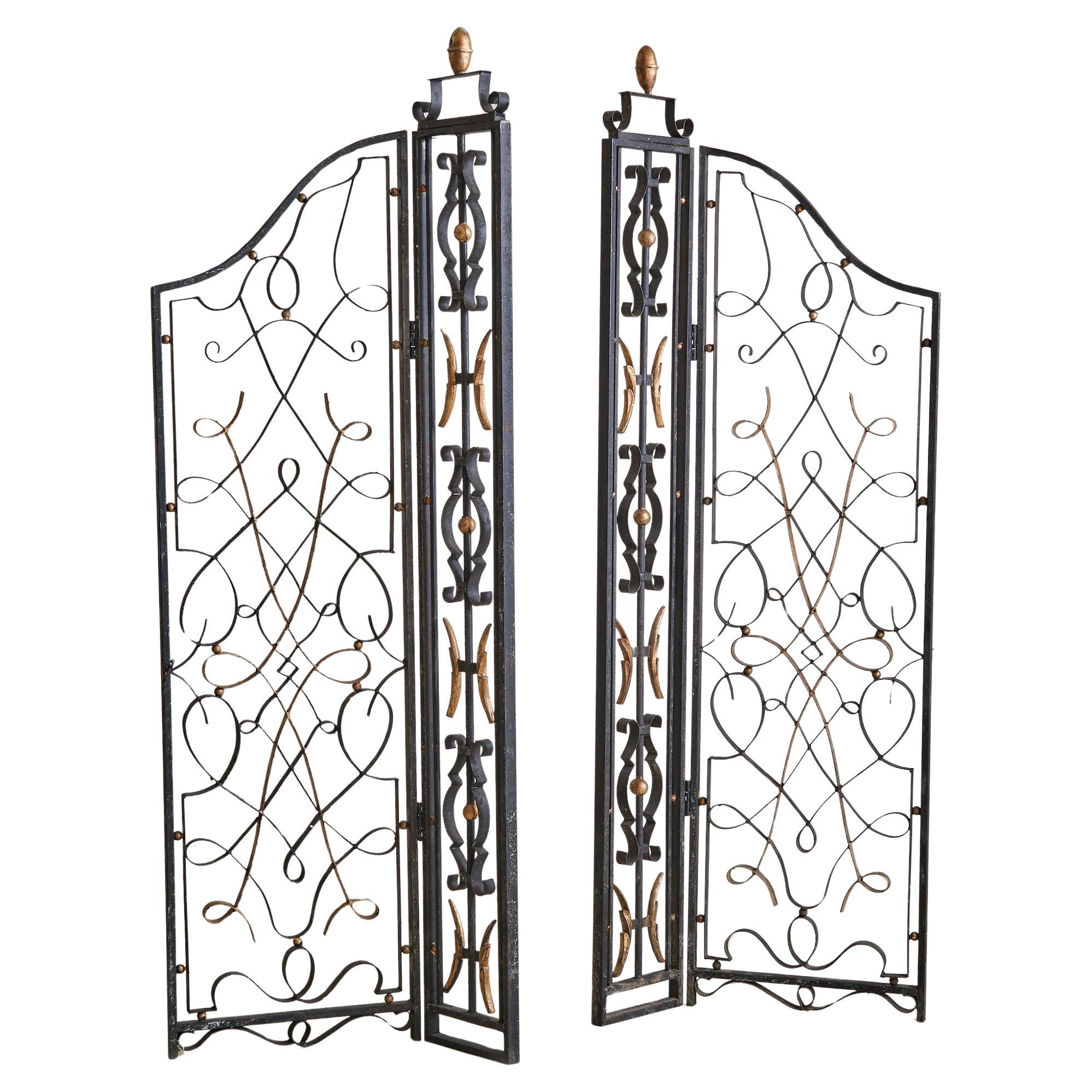 Pair of French Art Deco Wrought Iron Screens or Room Dividers For Sale