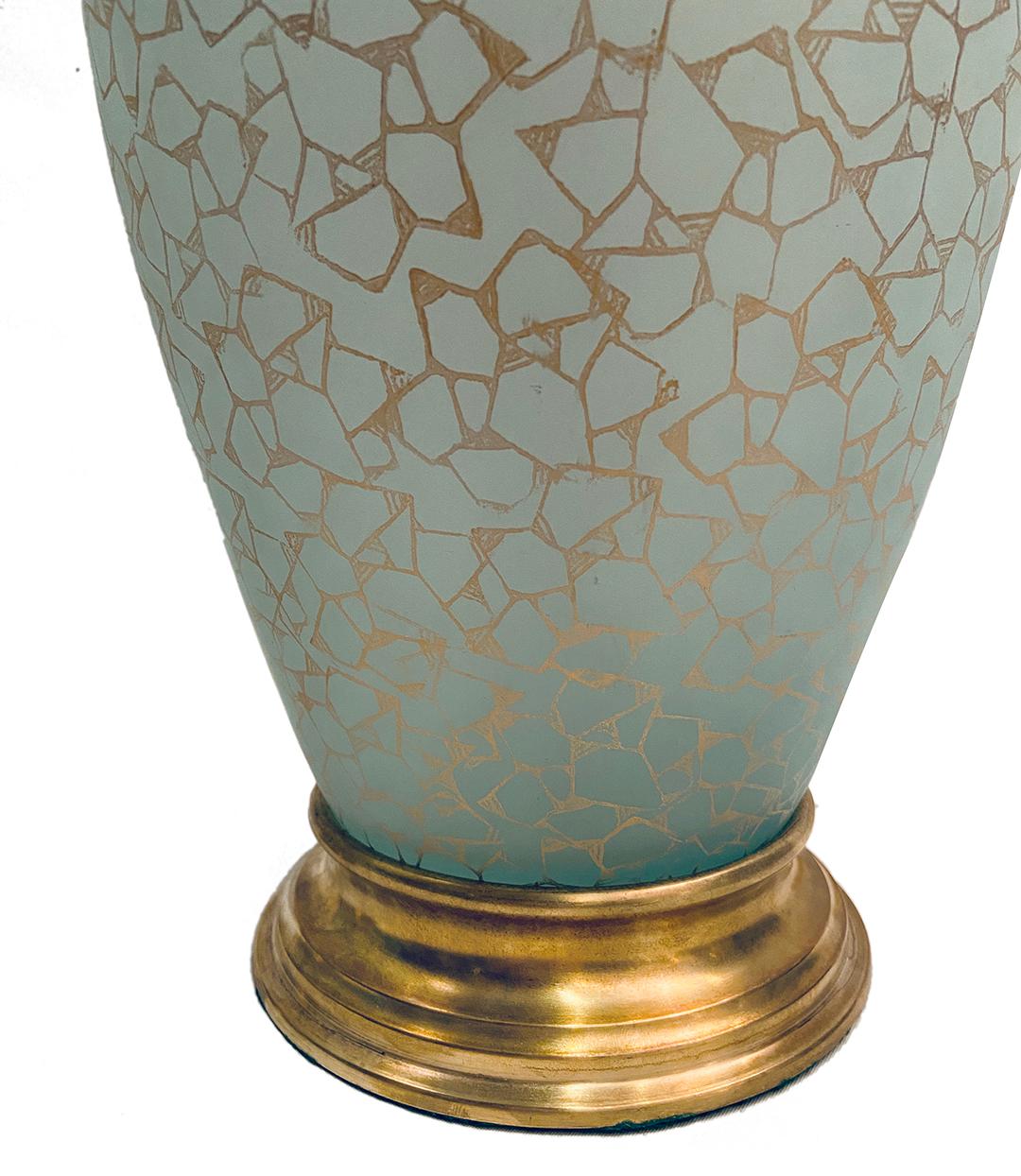 Milieu du XXe siècle Paire de lampes de table en verre d'art français en vente