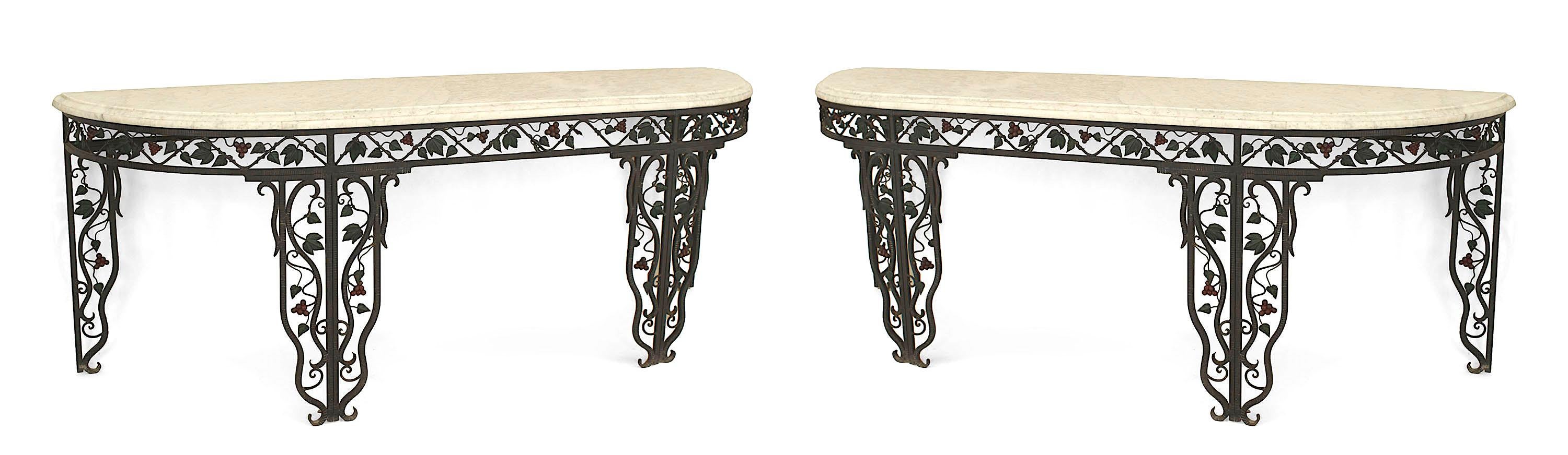 Pair of French Art Moderne (1940s) wrought iron 