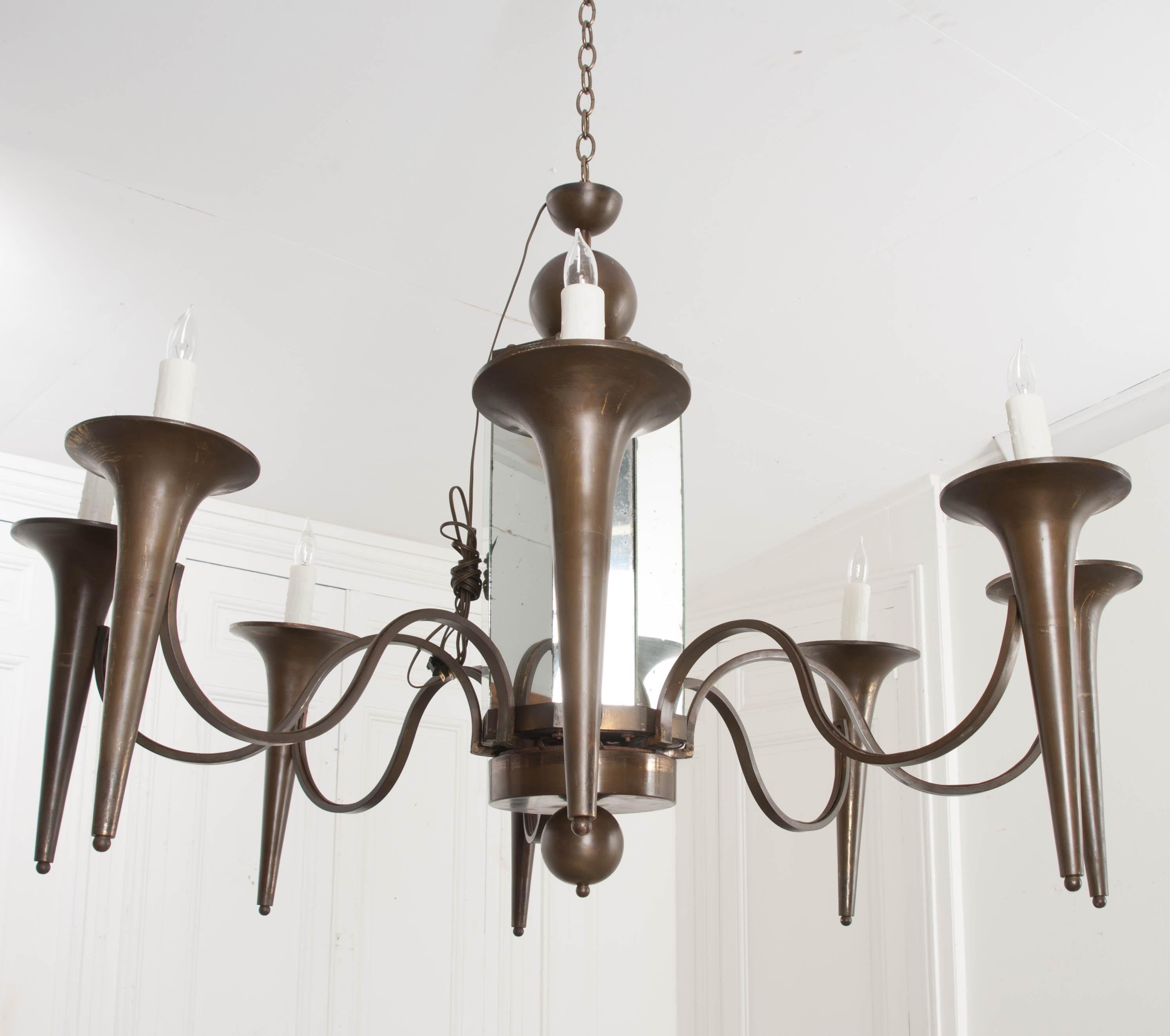 Pair of French Art Moderne Chandeliers In Good Condition In Baton Rouge, LA