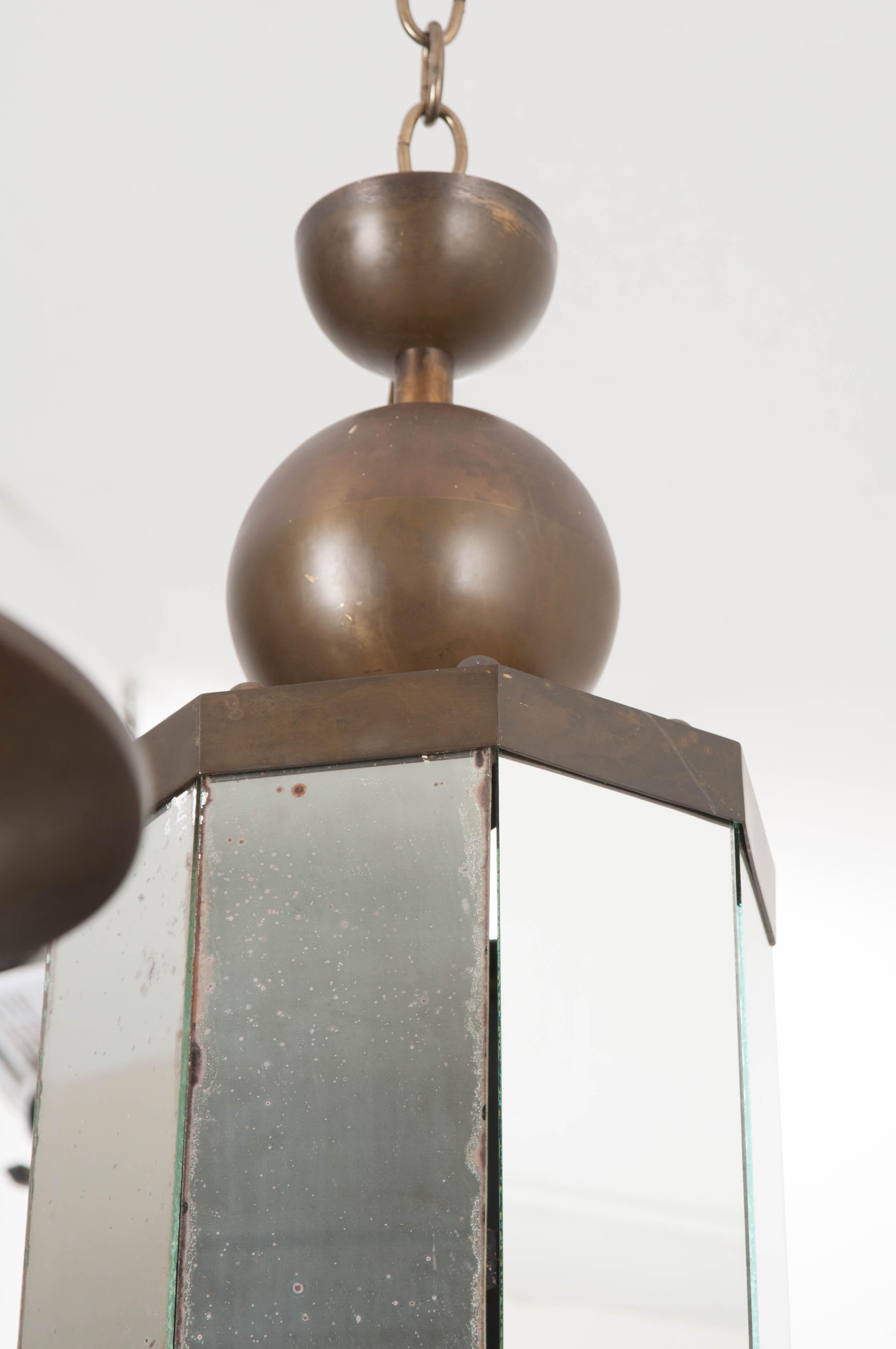 Brass Pair of French Art Moderne Chandeliers