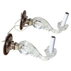 Pair of French Art Nouveau 19th Century Baccarat Crystal Sconces