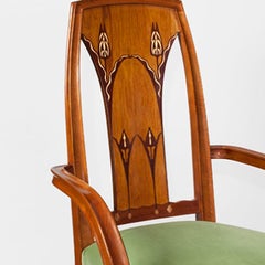 Pair of French Art Nouveau Beach Wood Armchairs by Louis Majorelle