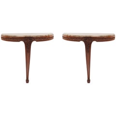 Pair of French Art Nouveau Mahogany Console Tables