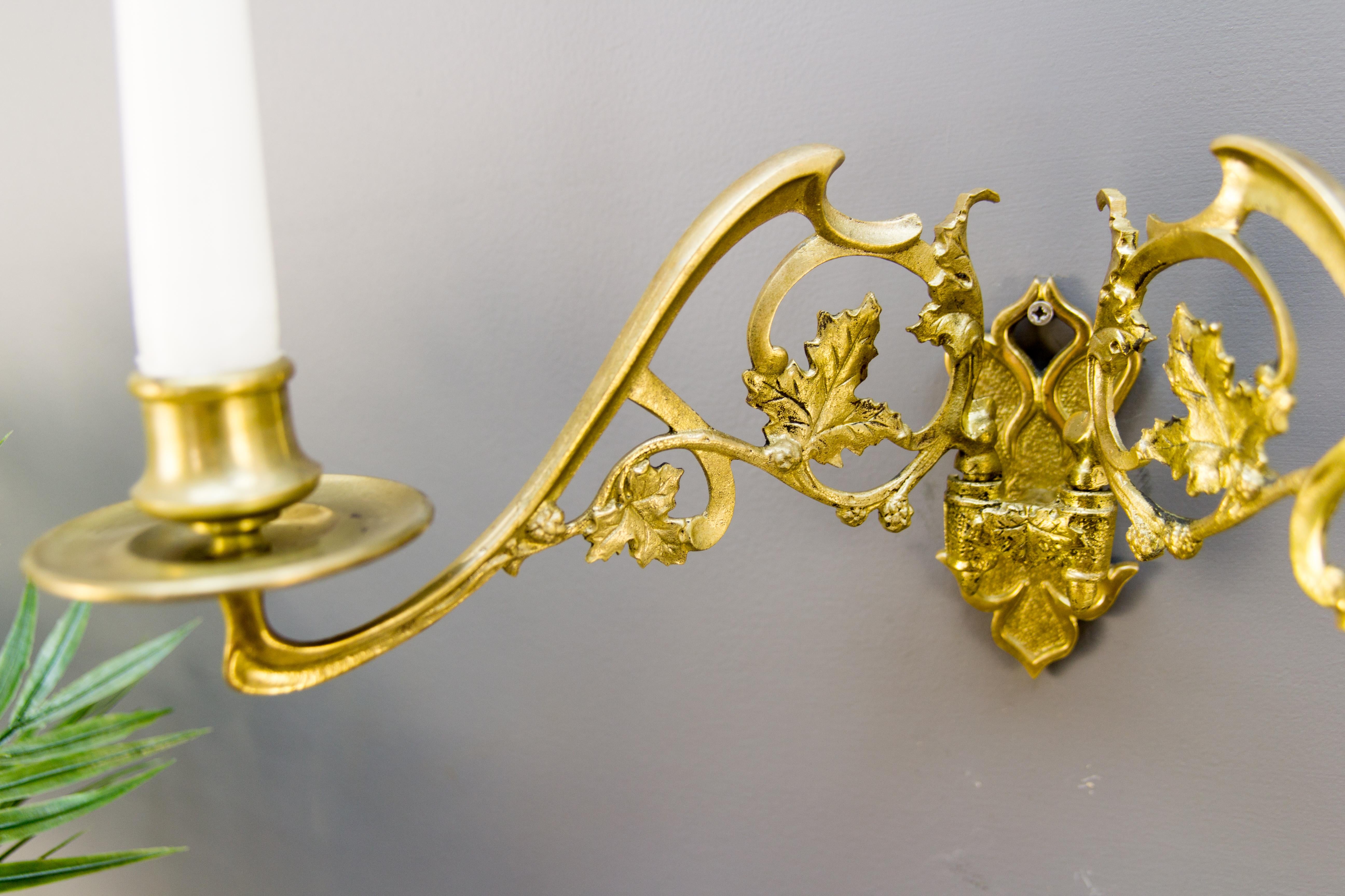 Piano Candlestick Candle Single Arm Wall Light/Art Nouveau Style Brass Gold Colours 