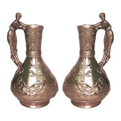 Pair of French Art Nouveau Gilt Vases