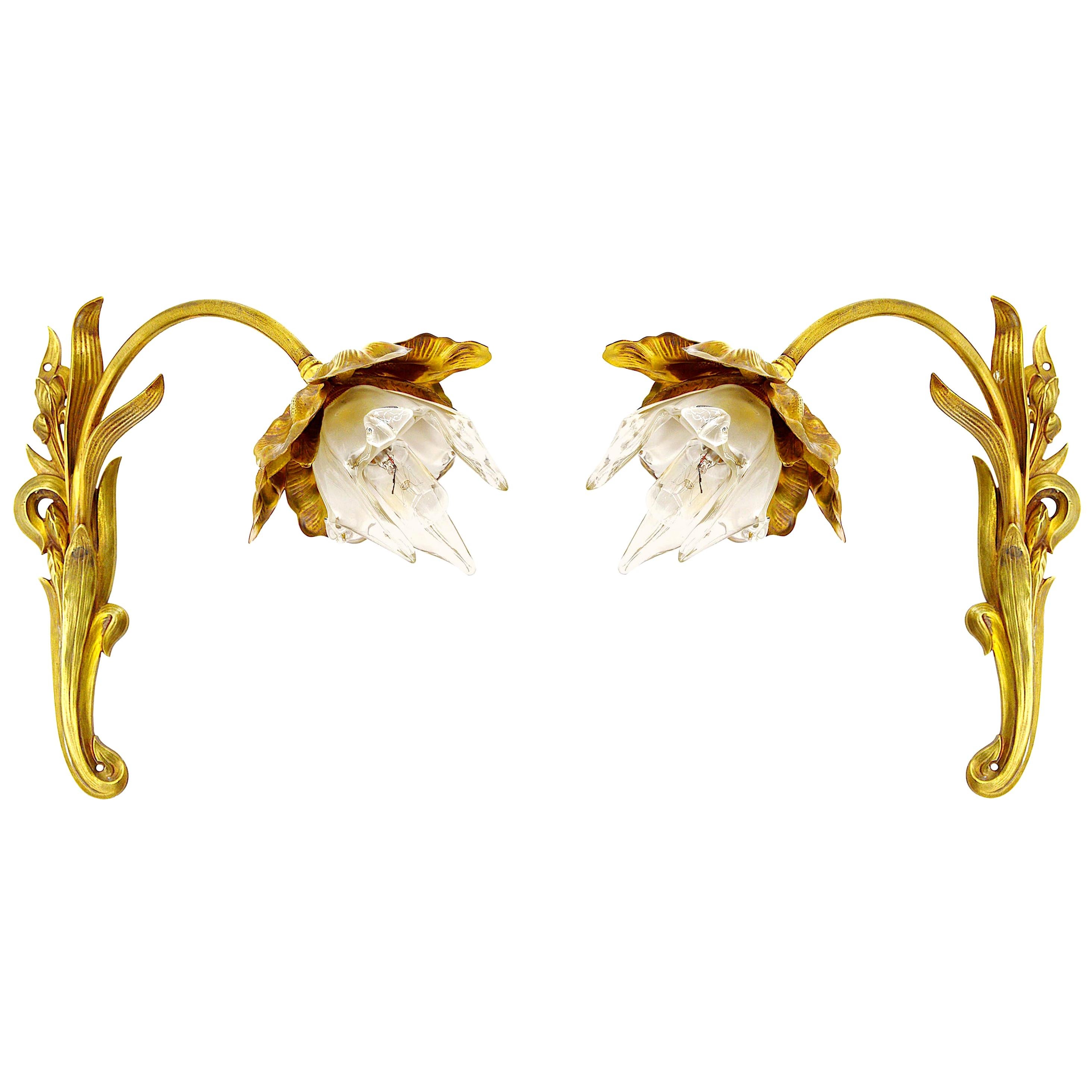 Pair of 1920's Art Nouveau Wall Sconces at 1stDibs
