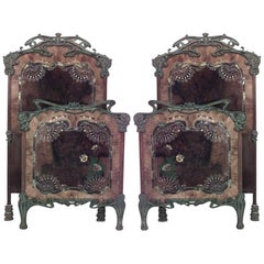 Pair of French Art Nouveau Iron and Tole Twin Beds