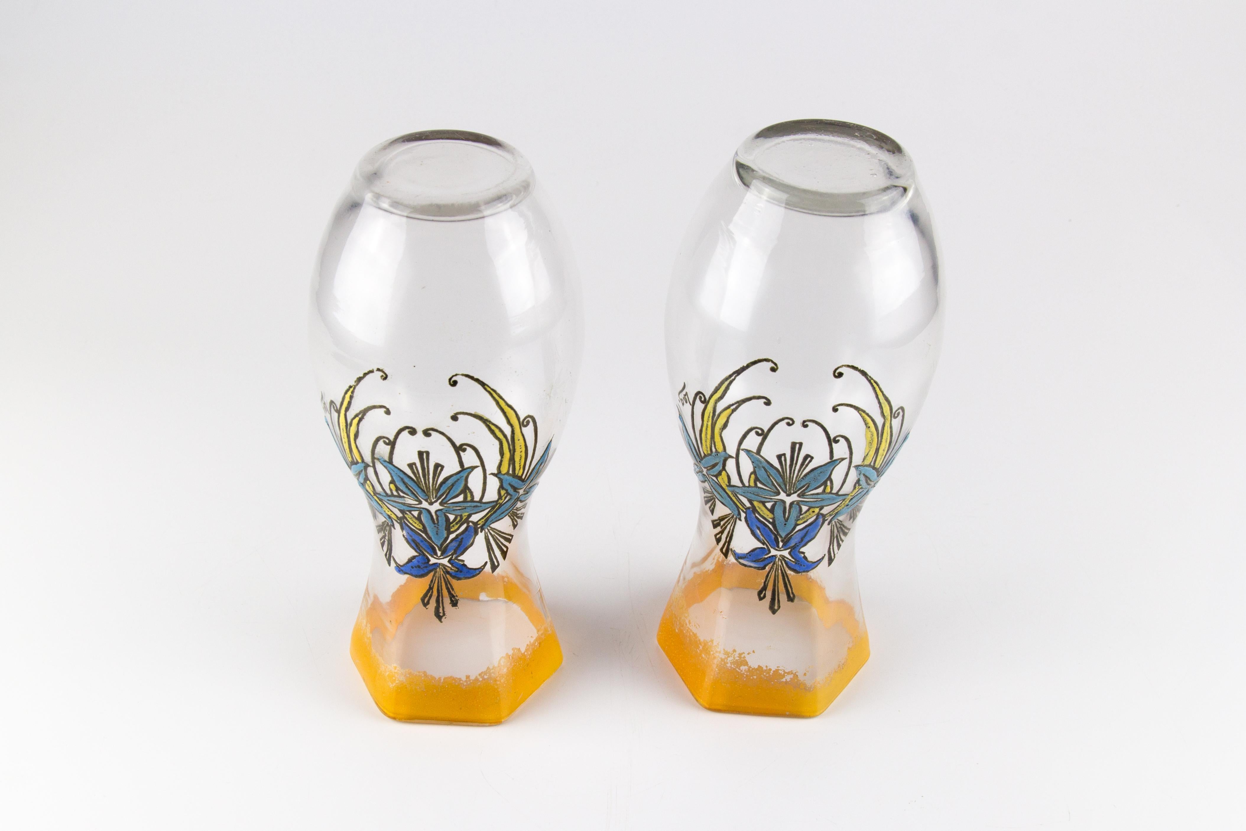 Coppia di vasi in vetro smaltato francese Art Nouveau Legras, inizio XX secolo in vendita 4