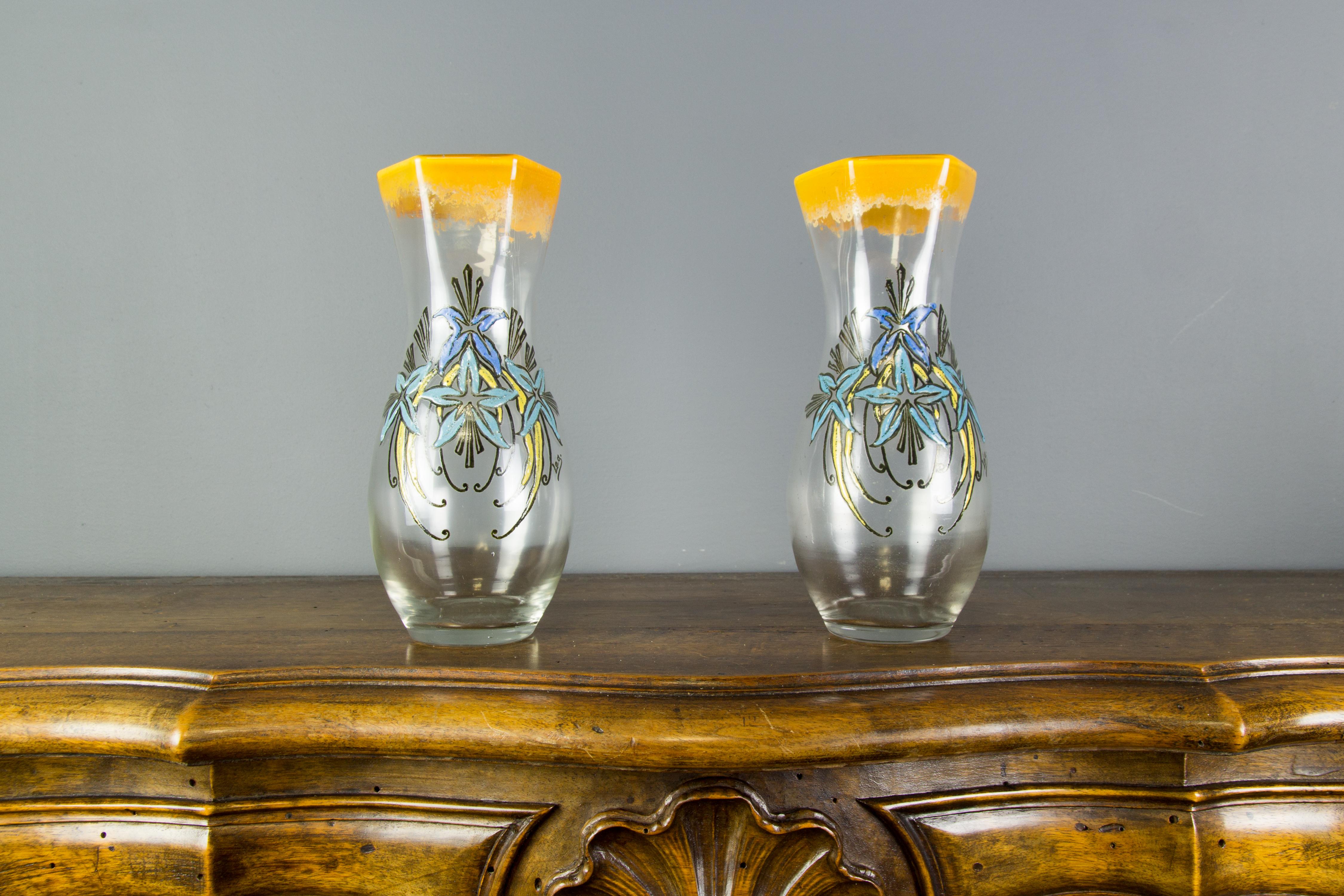 Coppia di vasi in vetro smaltato francese Art Nouveau Legras, inizio XX secolo in vendita 10