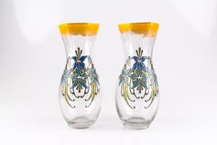 Coppia di vasi in vetro smaltato francese Art Nouveau Legras, inizio XX secolo