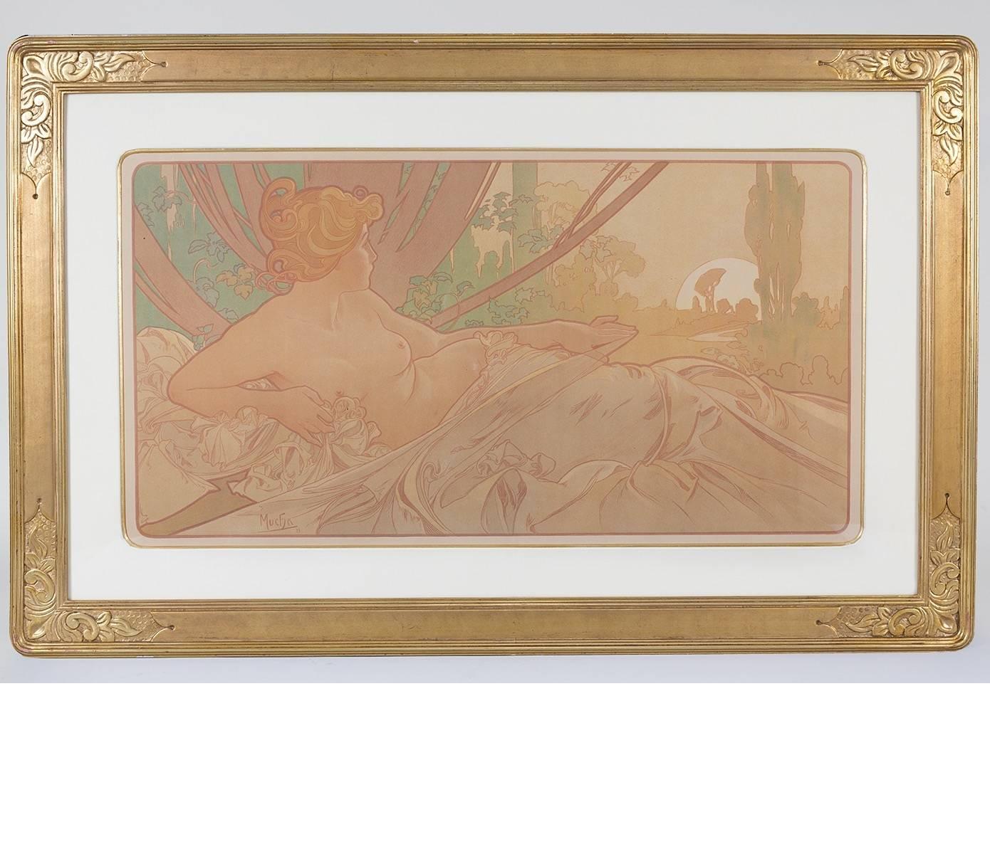 This pair of French Art Nouveau lithographs, 