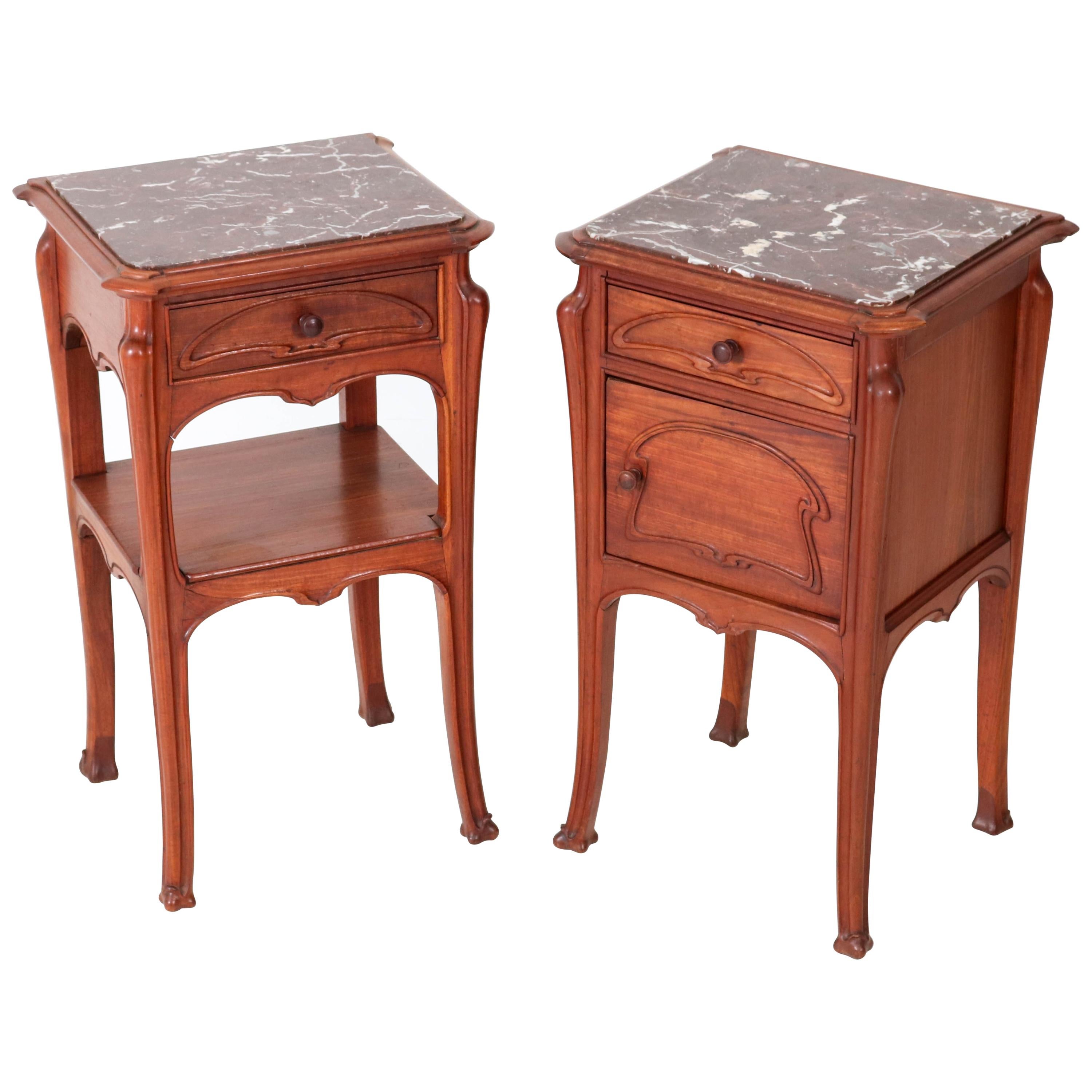 Pair of French Art Nouveau Majorelle Style Nightstands or Bedside Tables, 1900s