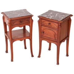 Antique Pair of French Art Nouveau Majorelle Style Nightstands or Bedside Tables, 1900s