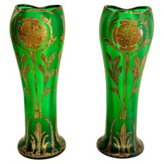Pair of 19th Century French Green Glass Vases