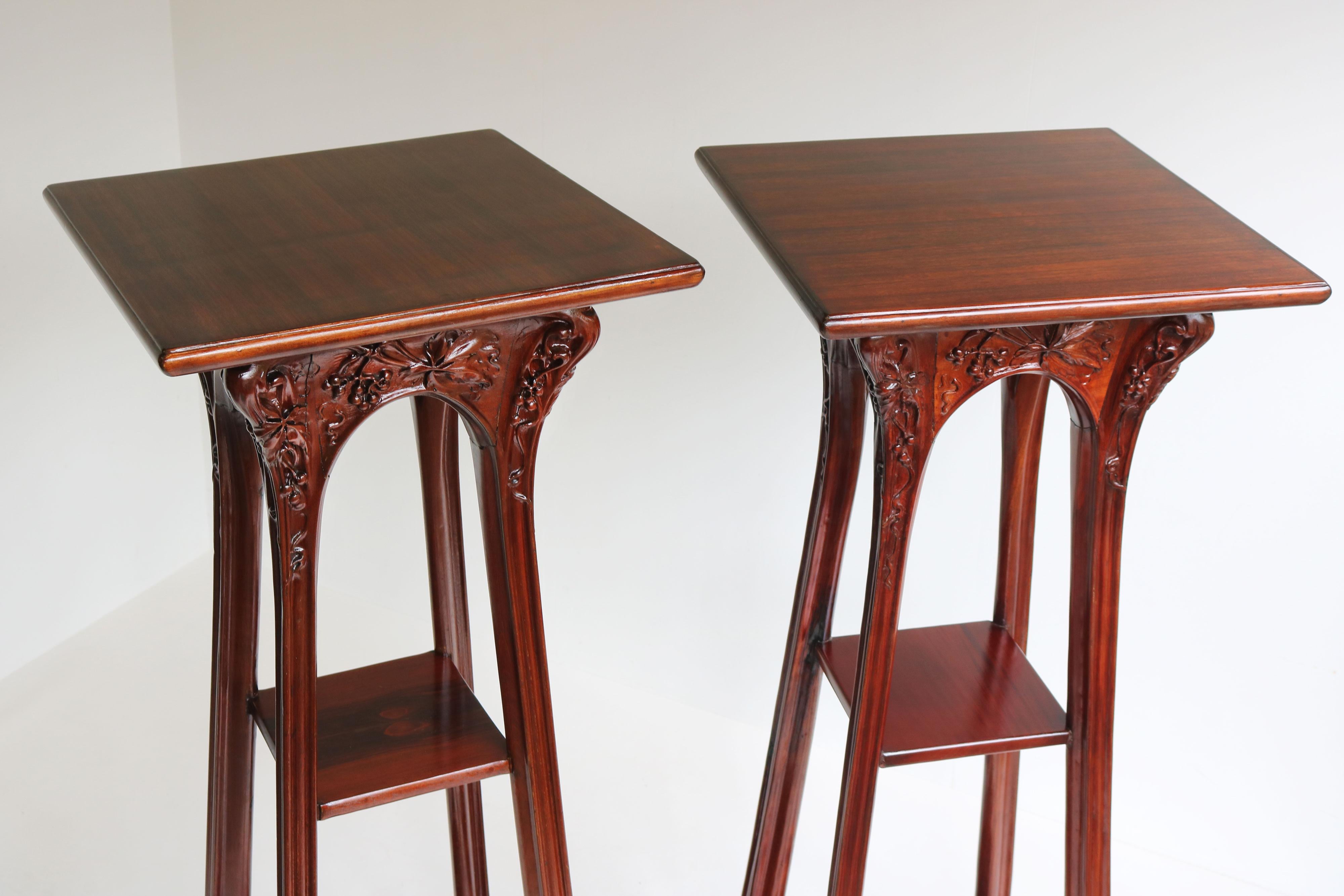 Early 20th Century Pair of French Art Nouveau Plant stands / pedestals by Louis Majorelle 1907  #1 For Sale